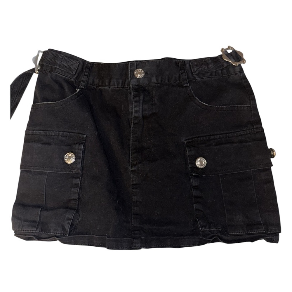 Black Cargo Mini Skirt